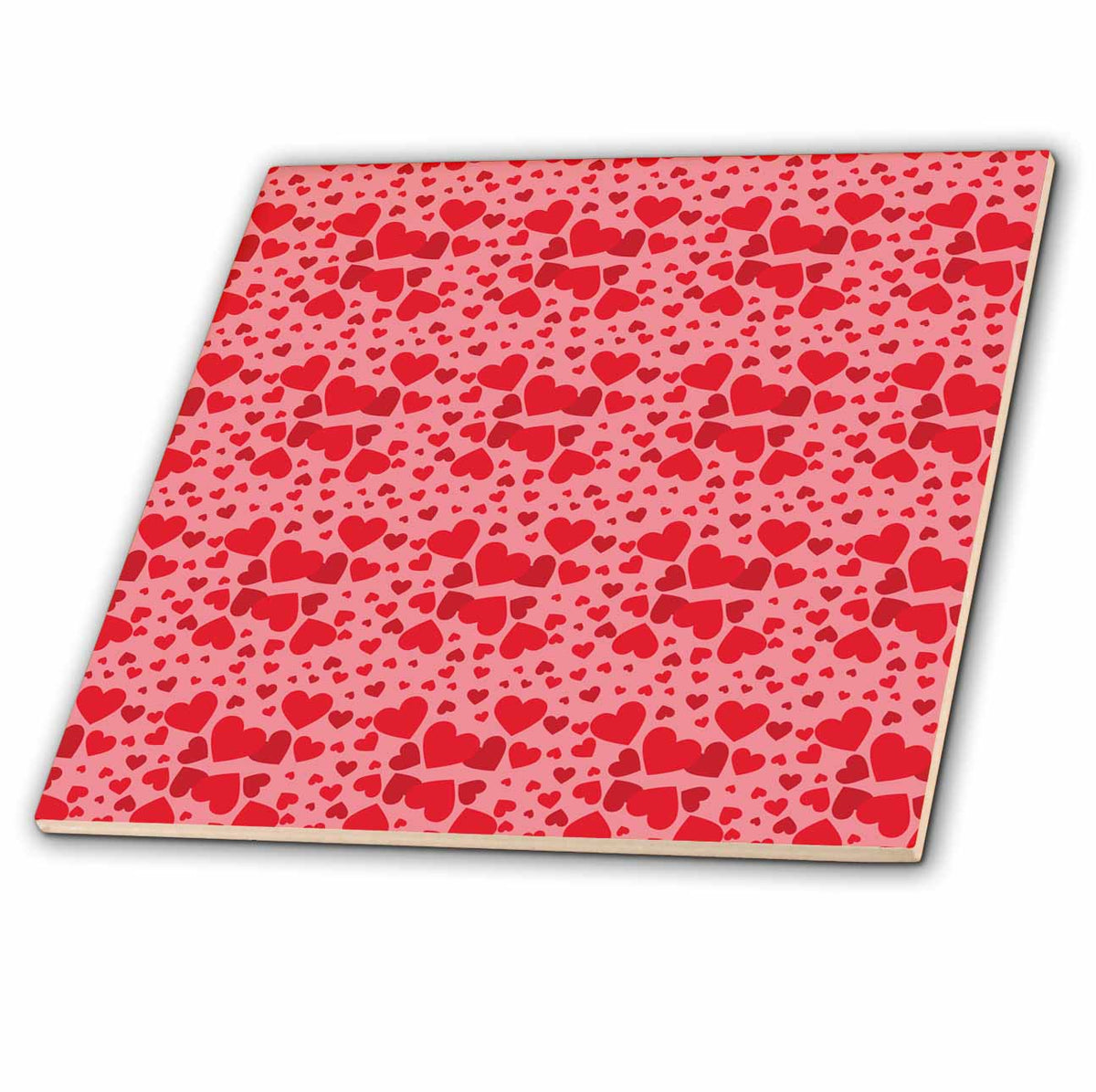 3dRose Cute Red On Red Tossed Hearts Pattern - Tiles (ct-372072)