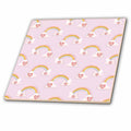 3dRose Cute Rainbows and Heart Clouds Pattern - Tiles (ct-372076)