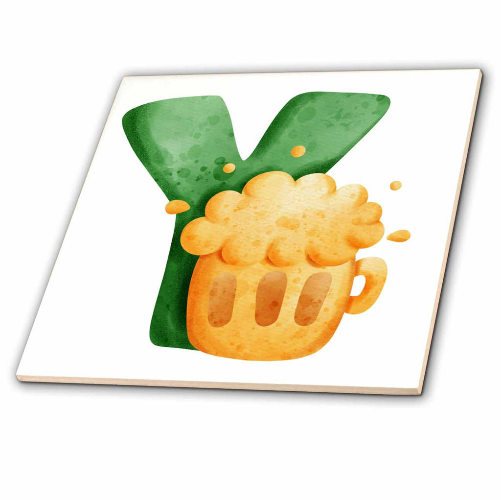 3dRose St Patricks Sweets Monogram Initial Y - Tiles (ct-375855)