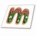 3dRose Cute St Patricks Day Image of Cookie Monogram Initial M - Tiles (ct-375887)