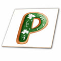 3dRose Cute St Patricks Day Image of Cookie Monogram Initial P - Tiles (ct-375889)