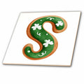 3dRose Cute St Patricks Day Image of Cookie Monogram Initial S - Tiles (ct-375891)