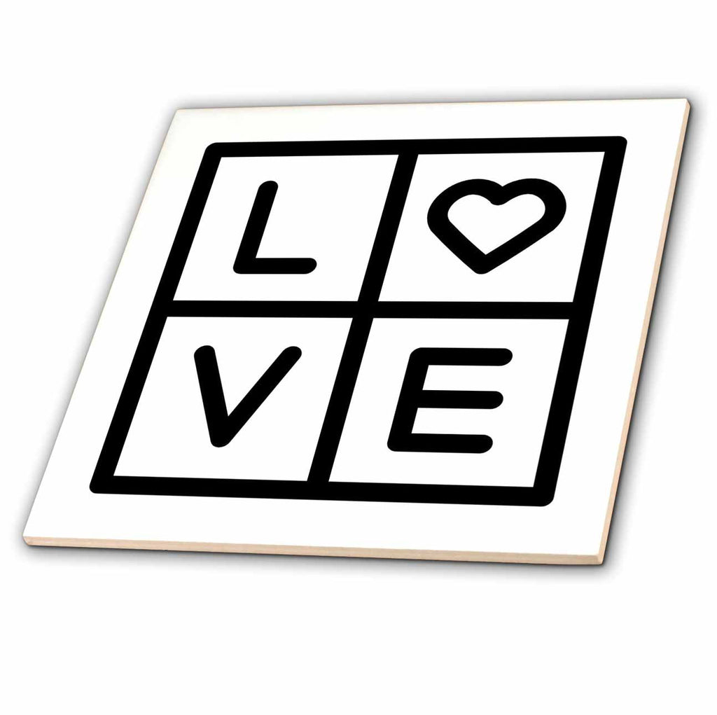 3dRose 3dRose - Rosette - Valentine Quotes - Square Love - Tiles (ct-375950)