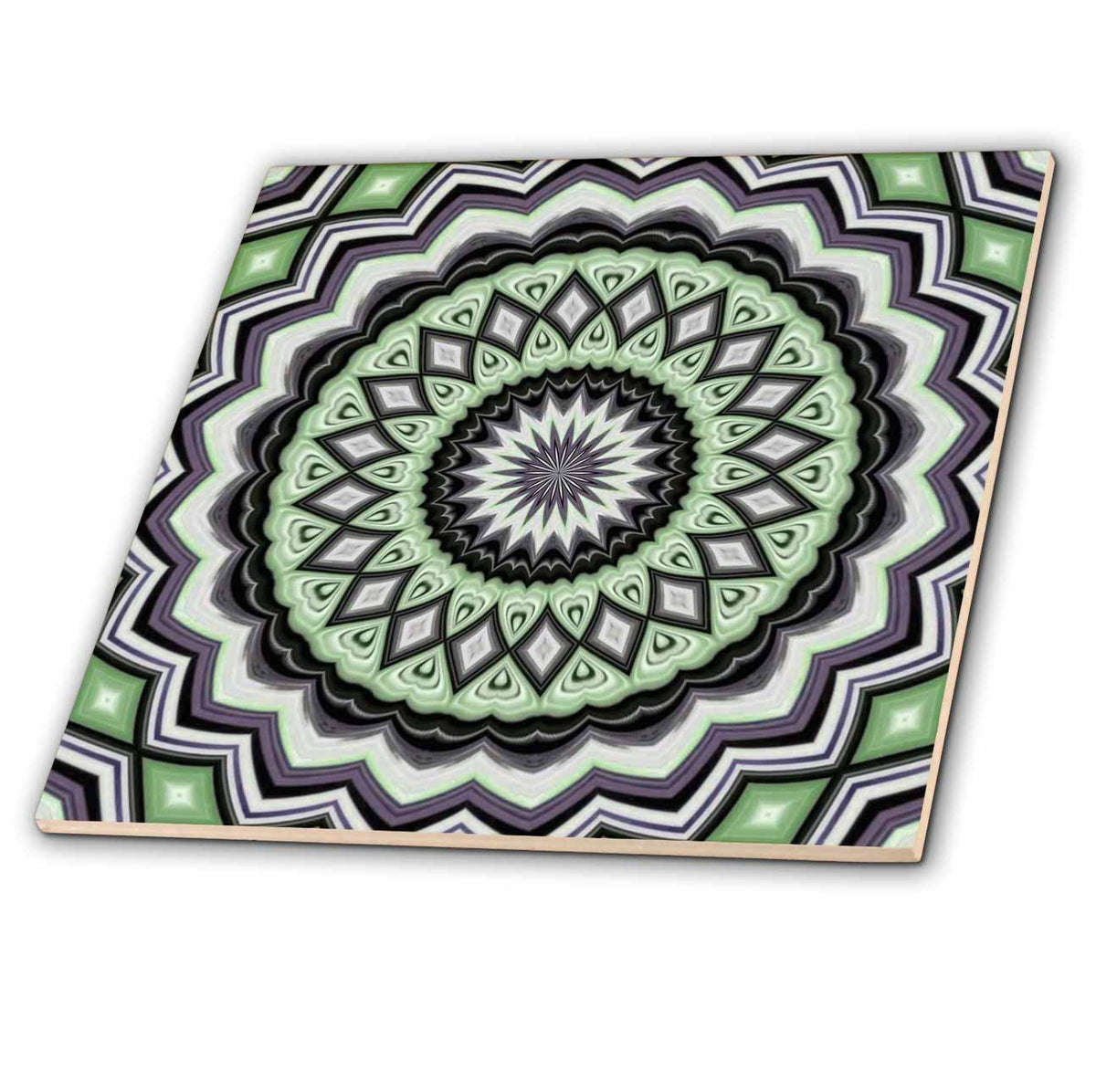 3dRose Multicolored Symmetrical Circle Pattern Green Tones - Tiles (ct-376635)