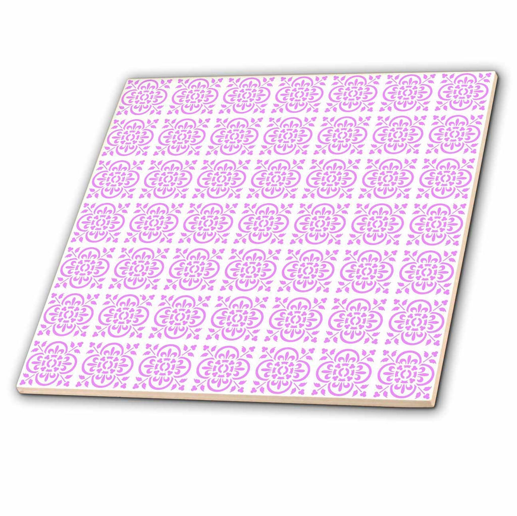 3dRose Art Deco Style Repeat Pattern Girly Pink - Tiles (ct-376639)