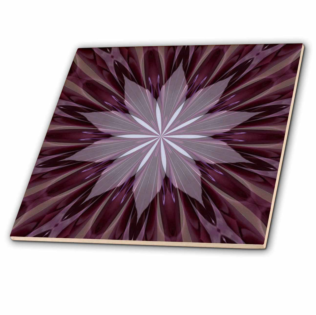 3dRose Stunning Floral Star Circle Pattern Deep Red - Tiles (ct-376646)