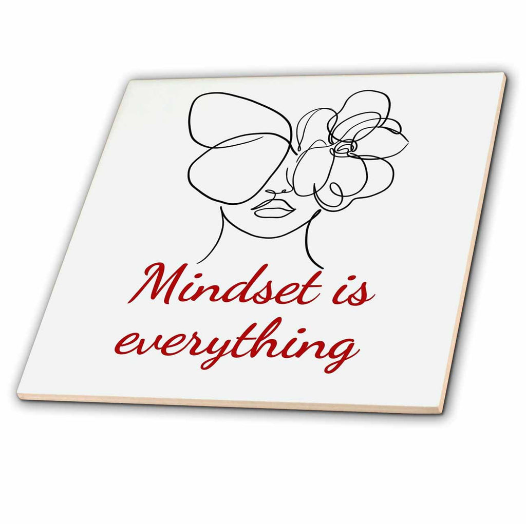 3dRose Line Art with Text of Mindset is Everything - Tiles (ct-377151)