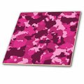 3dRose Anne Marie Baugh - Patterns - Pink Camouflage Pattern - Tiles (ct-380302)