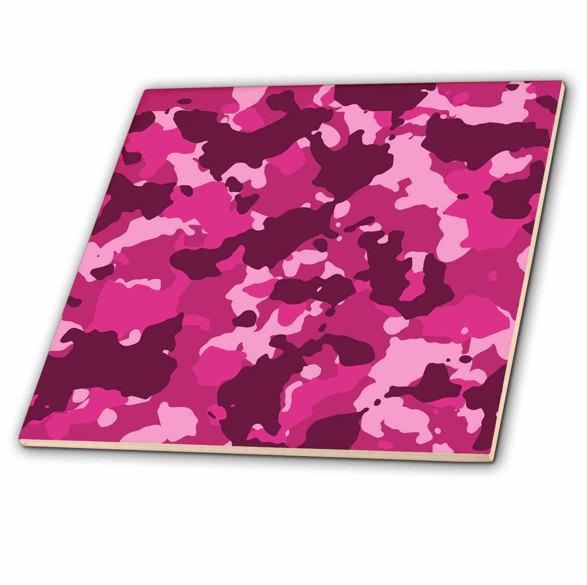 3dRose Anne Marie Baugh - Patterns - Pink Camouflage Pattern - Tiles (ct-380302)