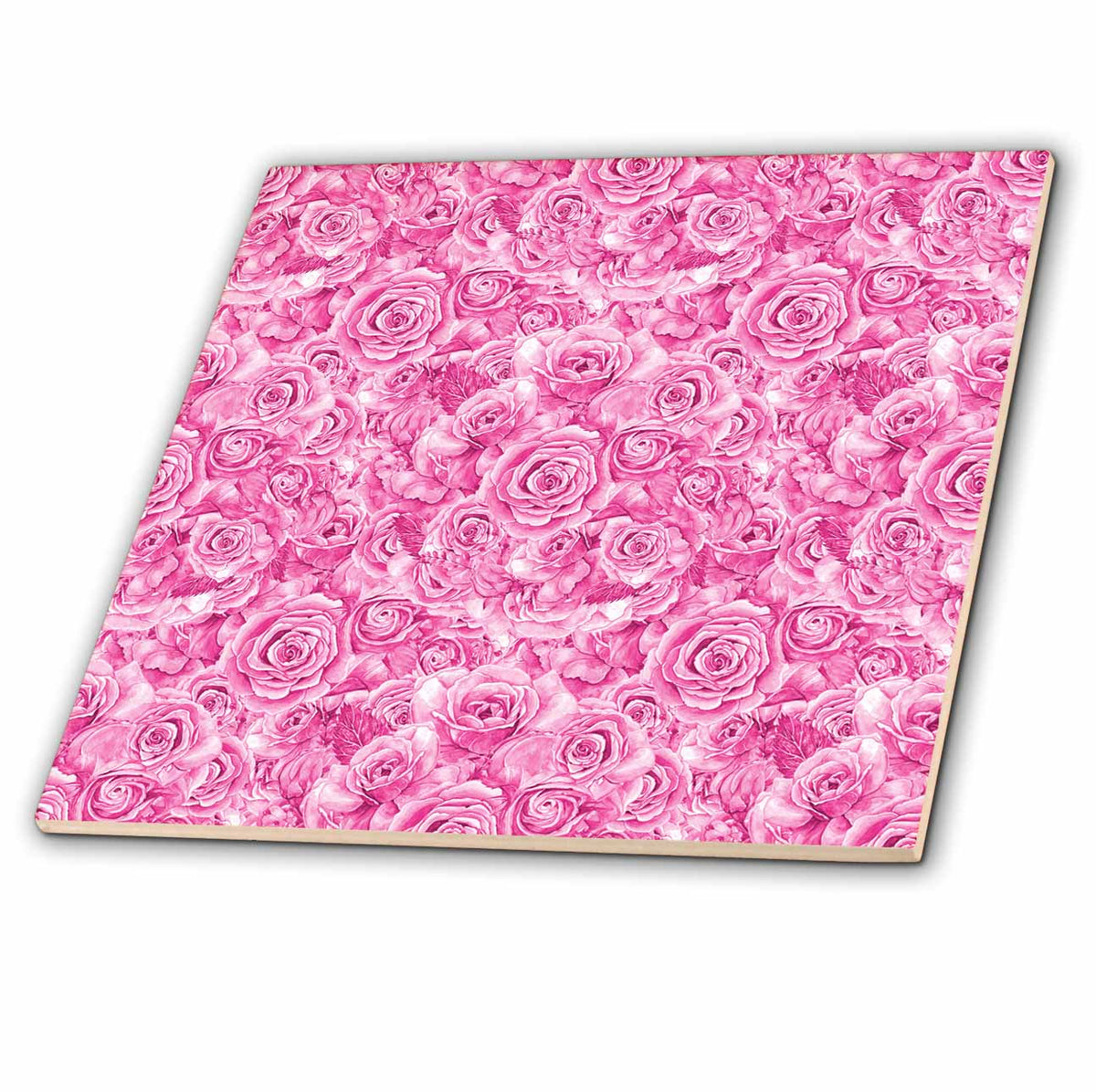 3dRose Anne Marie Baugh - Patterns - Pink Roses Pattern - Tiles (ct-380312)