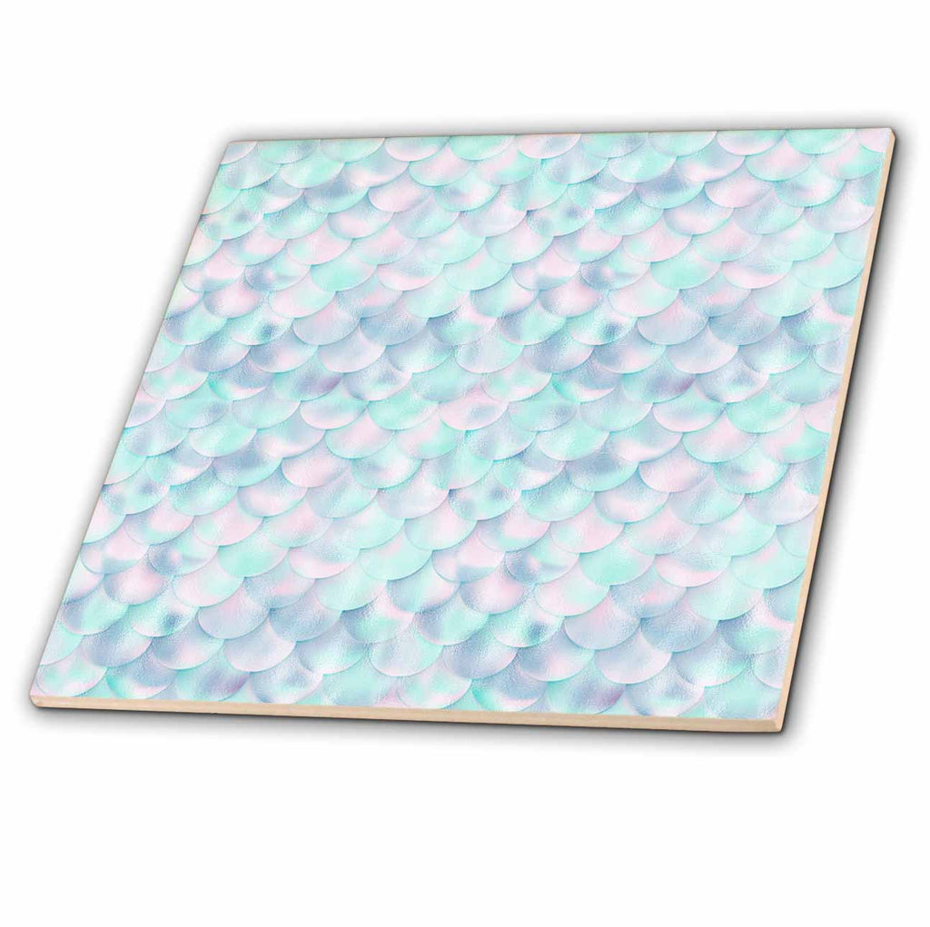 3dRose Mint Green and Blue Gradient Mermaid Scales Pattern - Tiles (ct-380322)