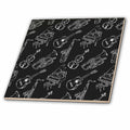 3dRose Anne Marie Baugh - Patterns - Black and White Musical Instruments Pattern - Tiles (ct-380335)