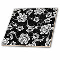 3dRose Elegant Black and White Baroque Floral Pattern - Tiles (ct-380339)