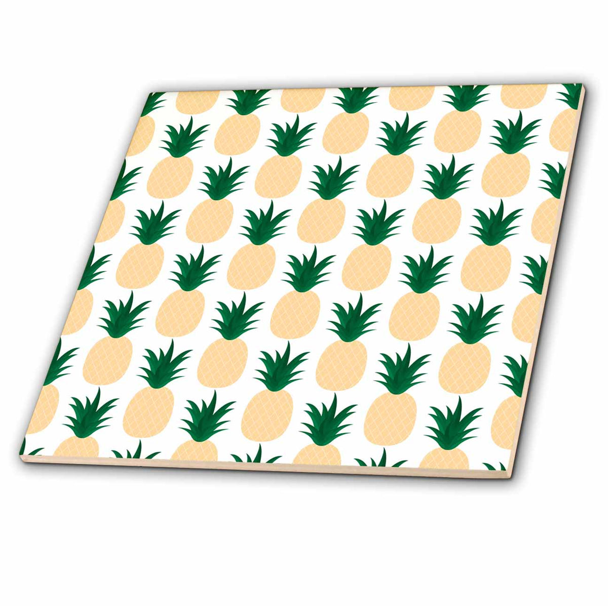 3dRose Anne Marie Baugh - Patterns - Cute Yellow and Green Pineapple Pattern - Tiles (ct-380352)