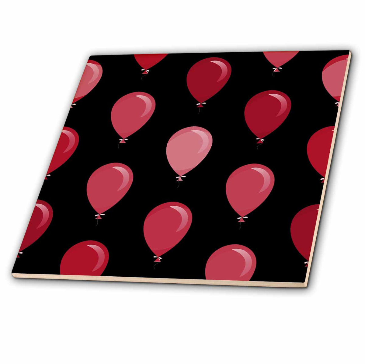 3dRose Anne Marie Baugh - Patterns - Red and Black Balloon Pattern - Tiles (ct-380354)