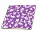 3dRose Cut Purple and White Heart Loops Layered Pattern - Tiles (ct-380375)