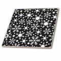 3dRose Contemporary Black and White Snowflake Pattern - Tiles (ct-380385)
