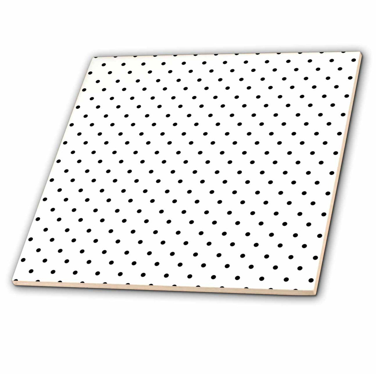 3dRose Anne Marie Baugh - Patterns - Black and White Polka Dot Pattern - Tiles (ct-380386)