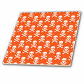 3dRose Orange and White Skull and Cross Bones Pattern - Tiles (ct-380392)