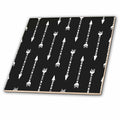 3dRose Anne Marie Baugh - Patterns - Black and White Arrow Pattern - Tiles (ct-380394)