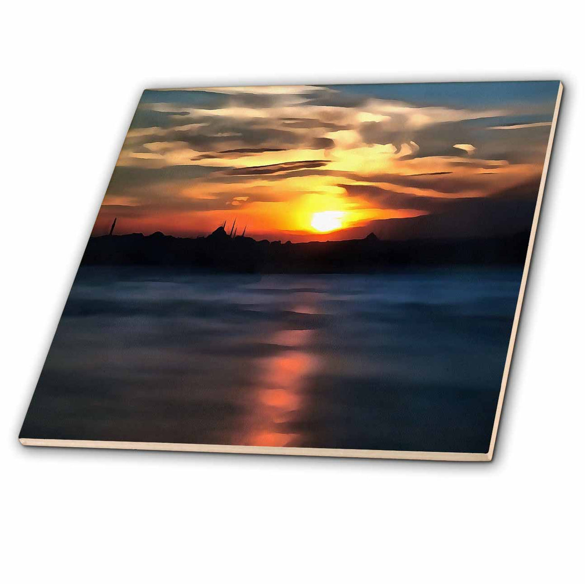 3dRose Istanbul Skyline Against Beautiful Sunset - Tiles (ct-381501)