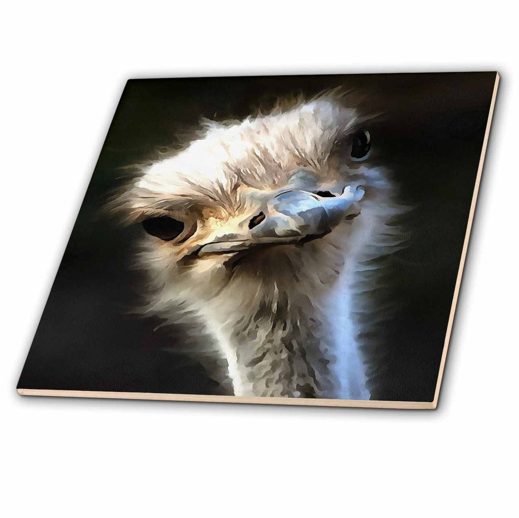 3dRose Artistic Ostrich Portrait with Goofy Expression - Tiles (ct-381746)