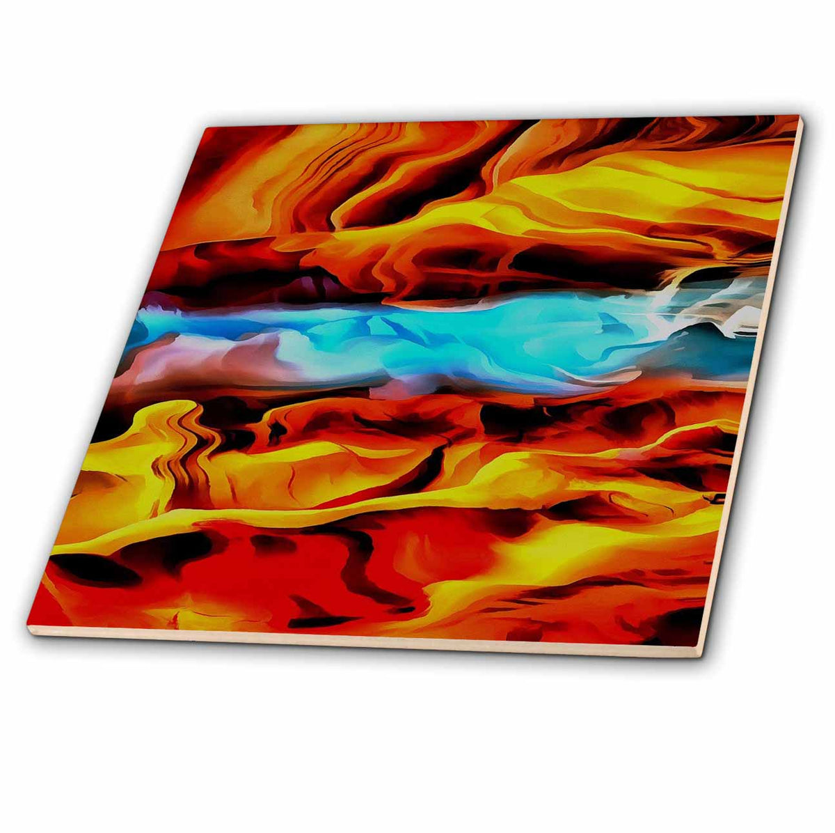 3dRose Hot and Cold Elements Acrylic Pour Abstract Painting - Tiles (ct-381753)