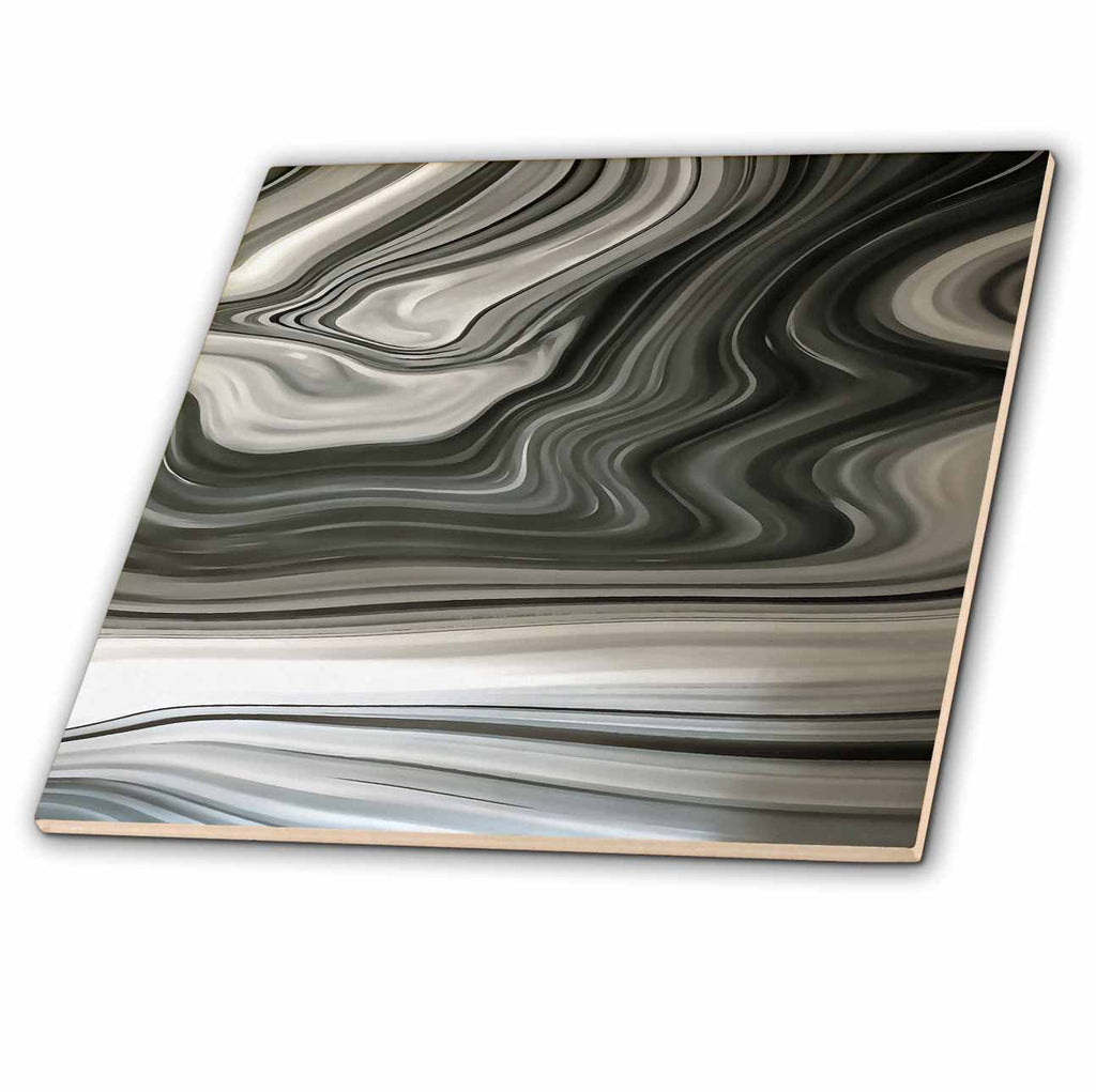 3dRose Grey Monotone Artistic Acrylic Pour Abstract - Tiles (ct-381796)