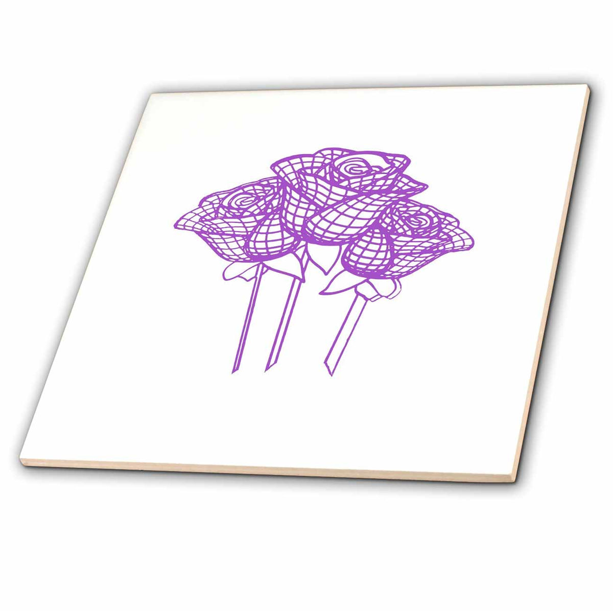 3dRose Enchanted Mesh Graphic Purple Roses Vector - Tiles (ct-381832)