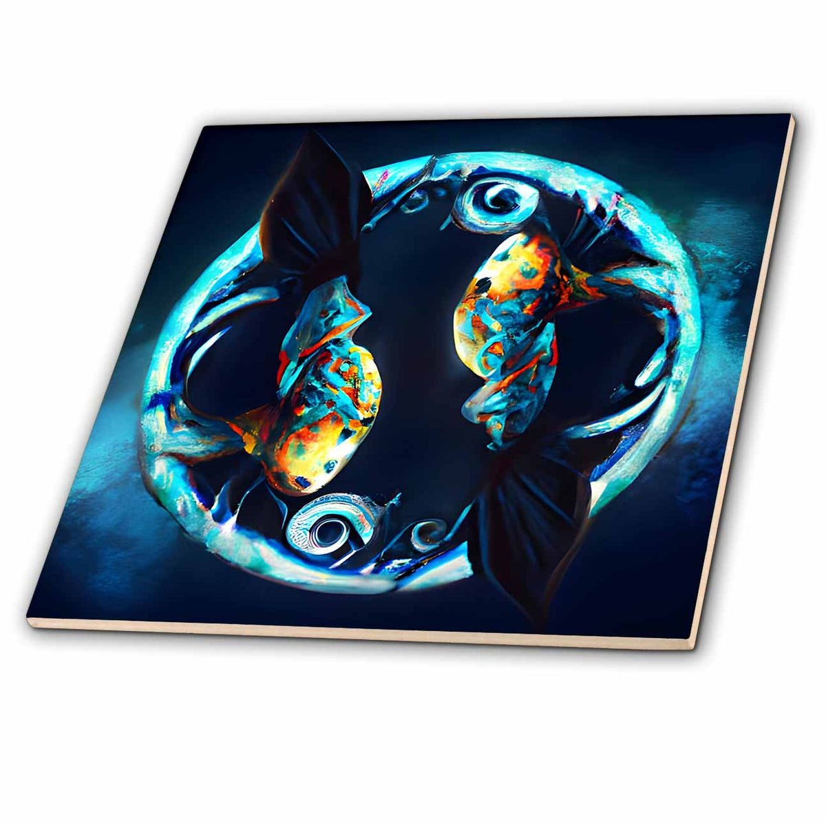 3dRose Two Tribal Fish Representing The Pisces Sign - Tiles (ct-381999)