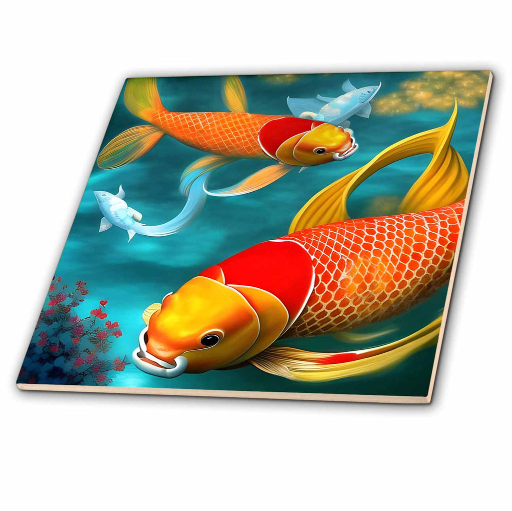 3dRose Two Beautiful koi Fish Representing Pisces - Tiles (ct-382002)