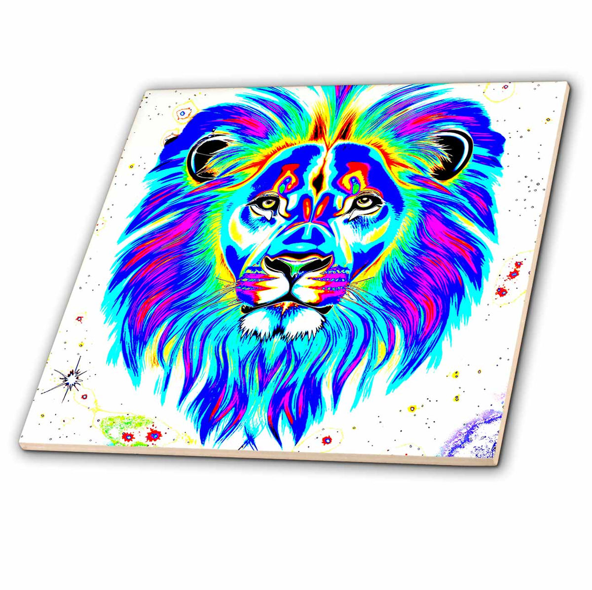3dRose an Amazing Blue Rainbow Lion Representing Leo - Tiles (ct-382004)