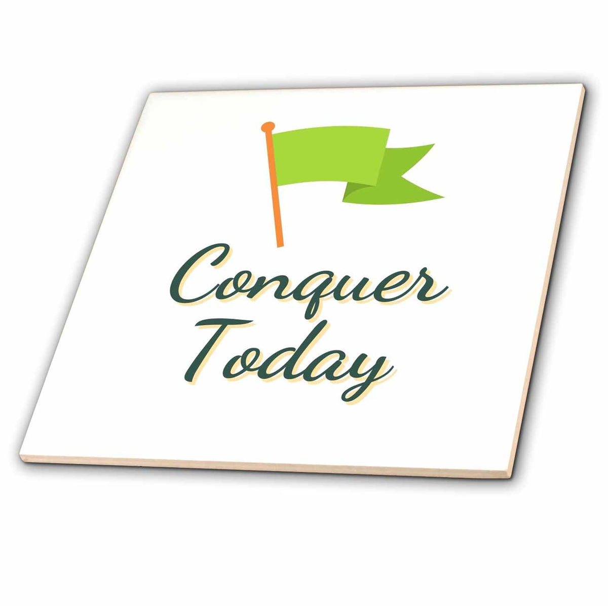 3dRose Image of a Flag with Text of Conquer Today - Tiles (ct-382380)
