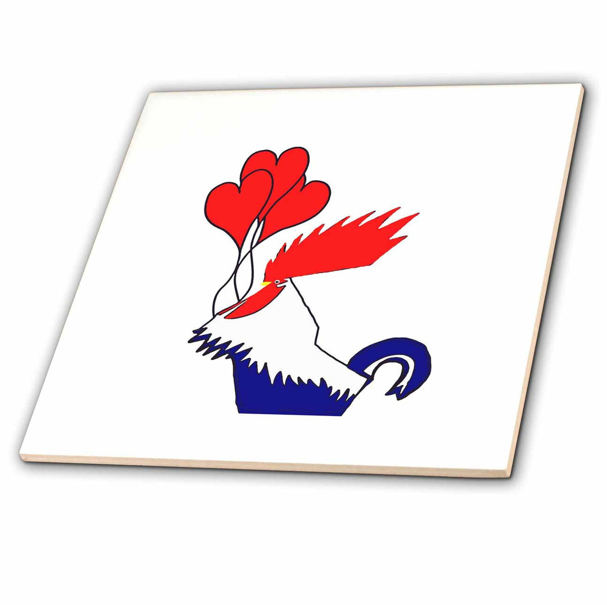 3dRose Cockerel Lover Vector Art in Bold Bright Colors - Tiles (ct-382560)