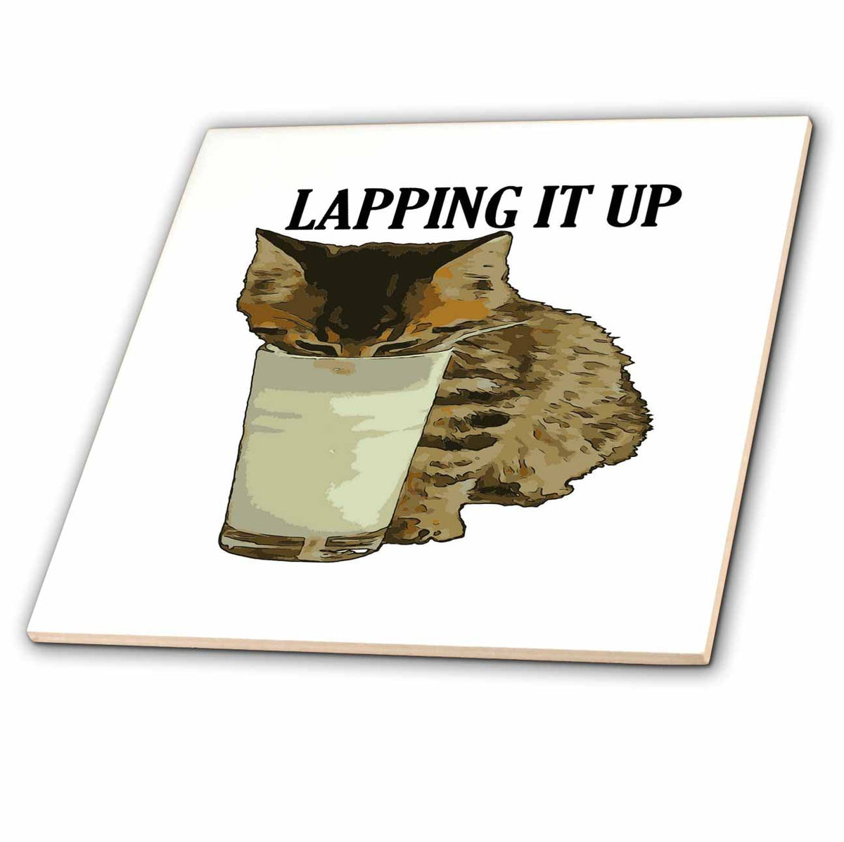 3dRose Lapping It Up Cute Tabby Drinking Milk From A Glass - Tiles (ct-382620)