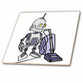 3dRose Cute funny Robot Using Vacuum Cleaner Technology AI Cartoon - Tiles (ct-382630)
