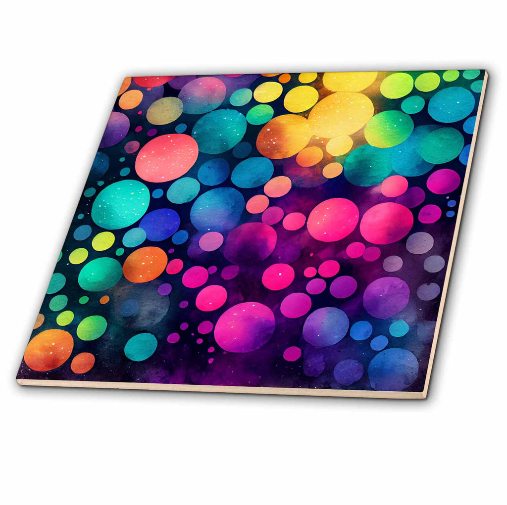 3dRose Colorful and Bright Bokeh Circles Background - Tiles (ct-382779)