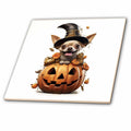 3dRose Halloween Brown Chihuahua Dressed as a Magic Wizard - Tiles (ct-382908)