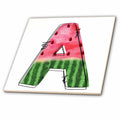 3dRose Anne Marie Baugh - Monograms - Cute Watermelon Monogram A - Tiles (ct-383087)