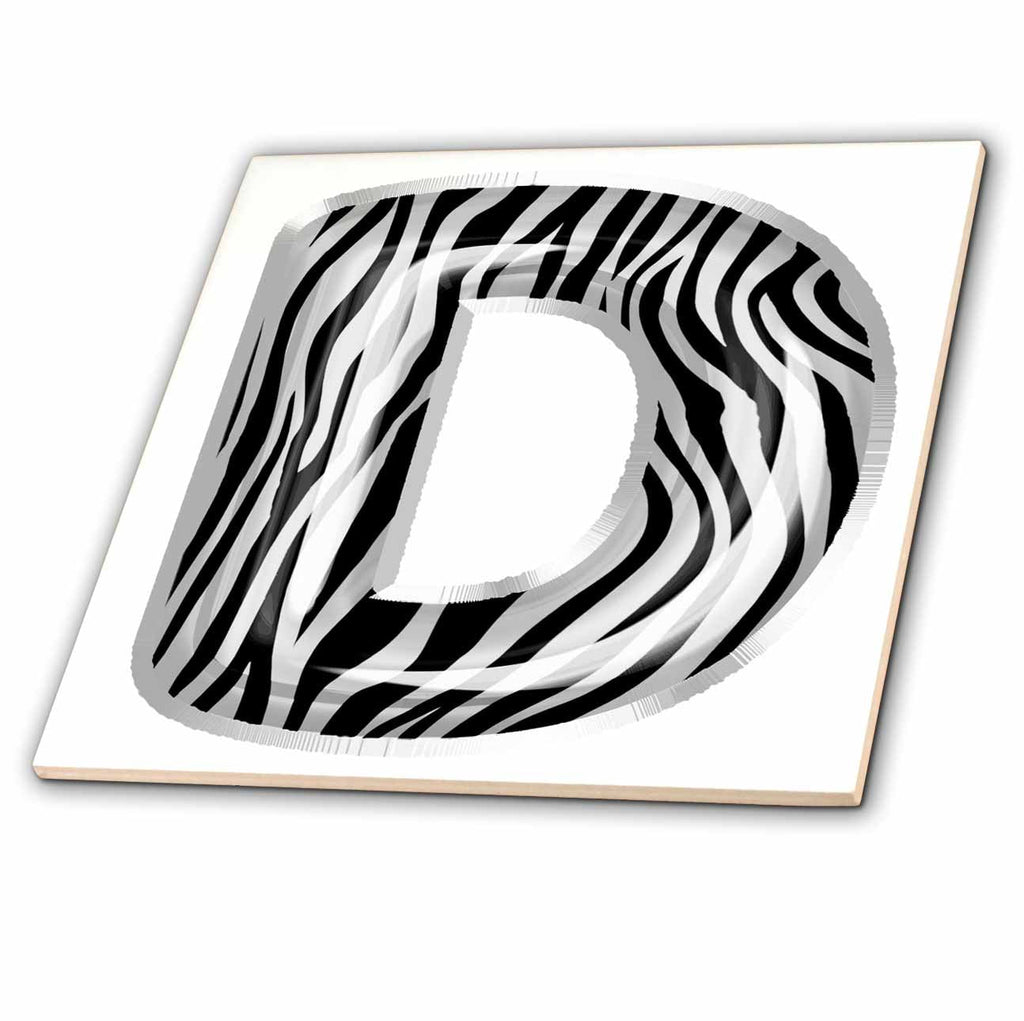3dRose Zebra Patterned Image of Balloon Monogram D - Tiles (ct-383110)