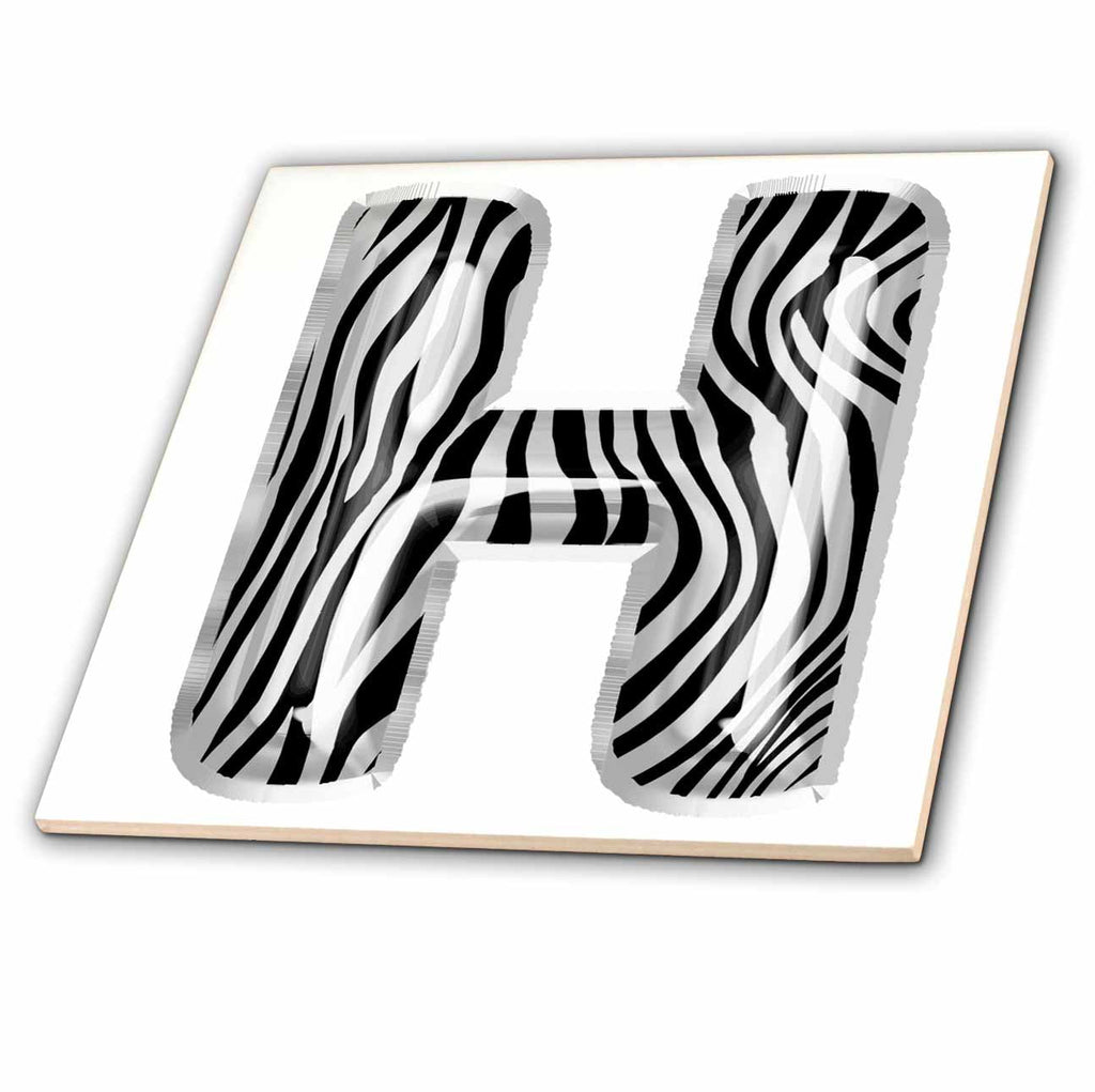 3dRose Zebra Patterned Image of Balloon Monogram H - Tiles (ct-383113)