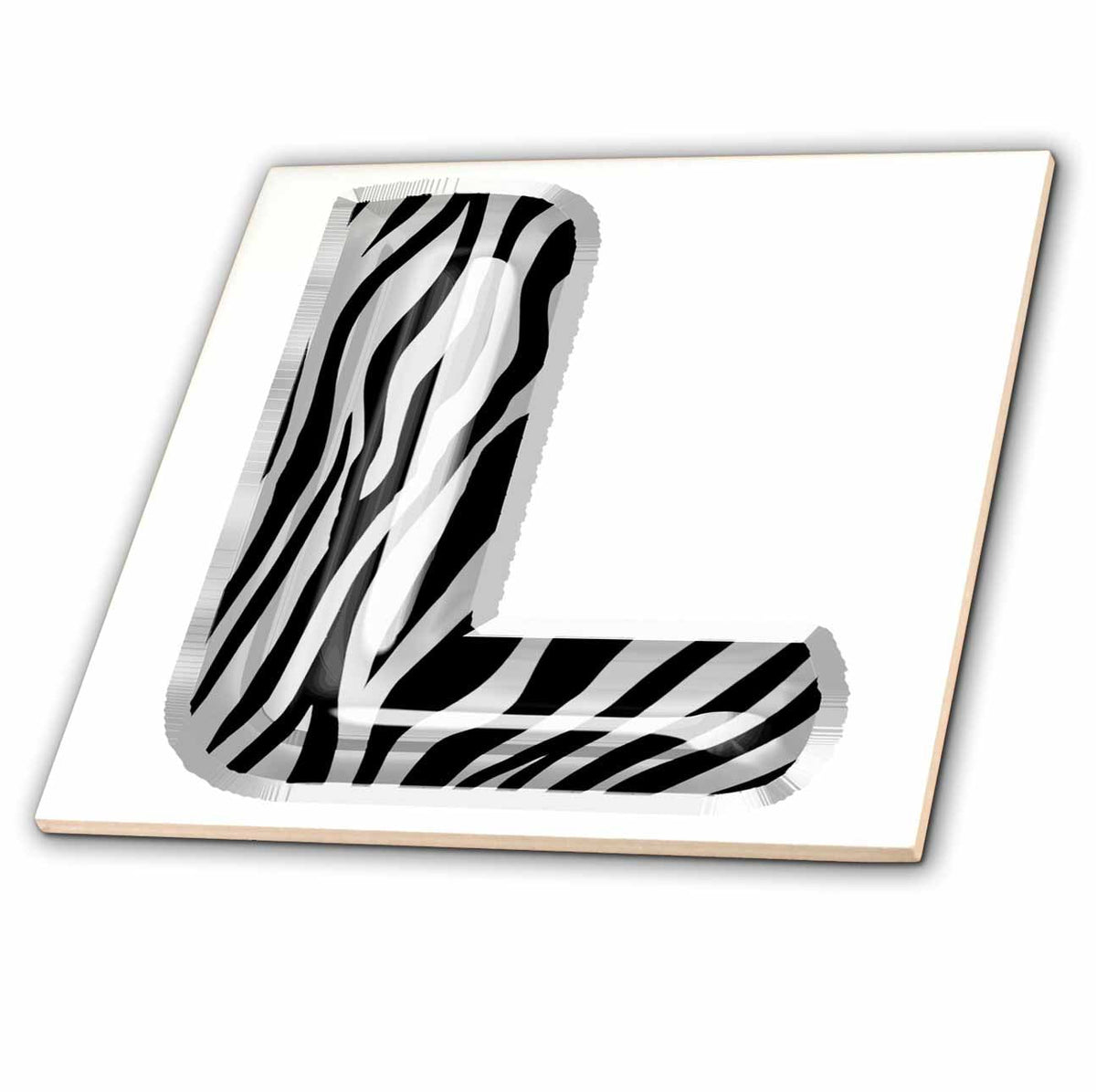 3dRose Zebra Patterned Image of Balloon Monogram L - Tiles (ct-383116)