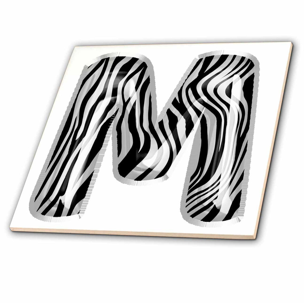 3dRose Zebra Patterned Image of Balloon Monogram M - Tiles (ct-383117)