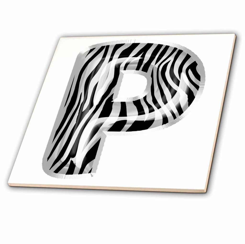 3dRose Zebra Patterned Image of Balloon Monogram P - Tiles (ct-383119)