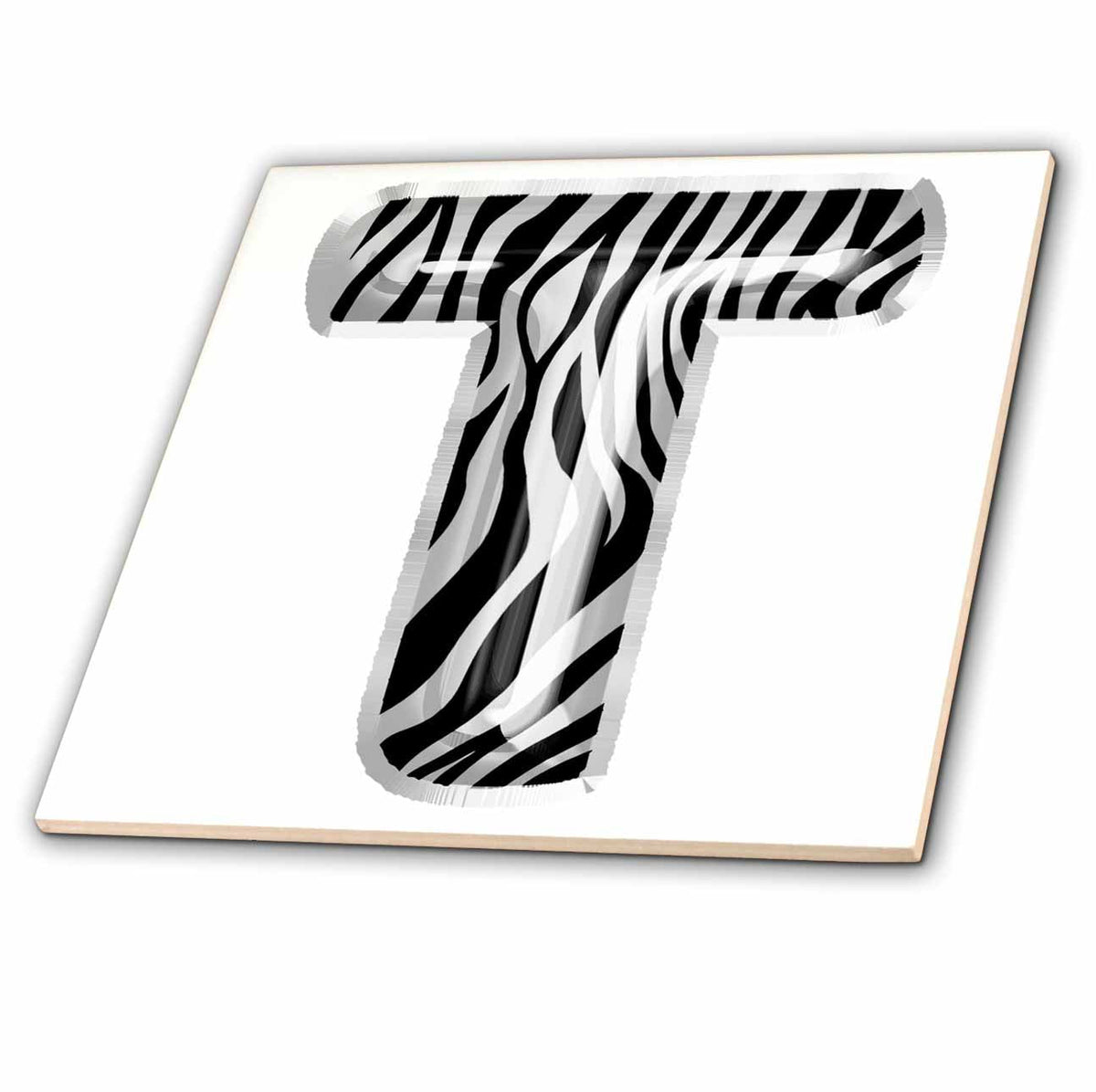 3dRose Zebra Patterned Image of Balloon Monogram T - Tiles (ct-383122)