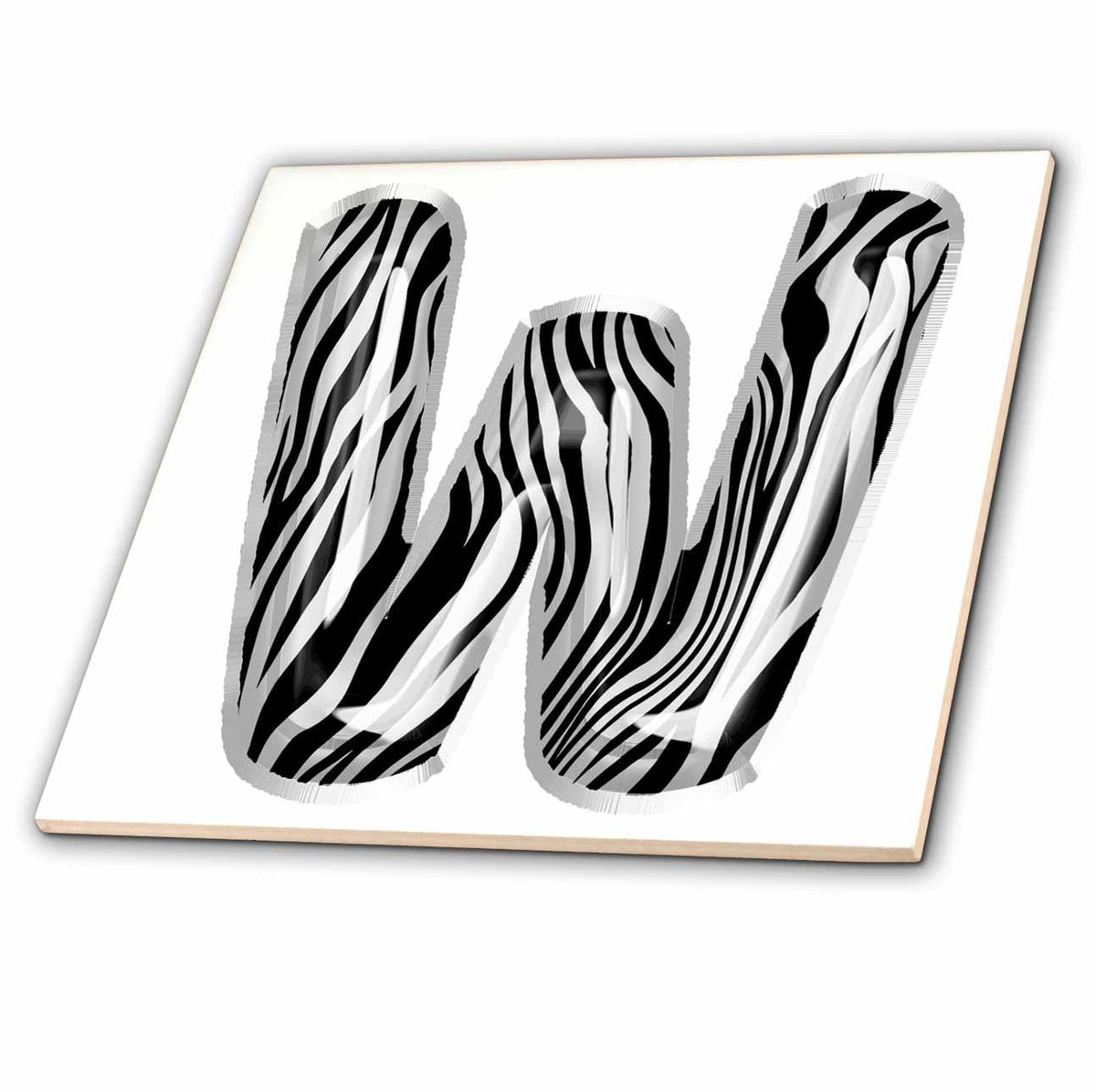 3dRose Zebra Patterned Image of Balloon Monogram W - Tiles (ct-383124)