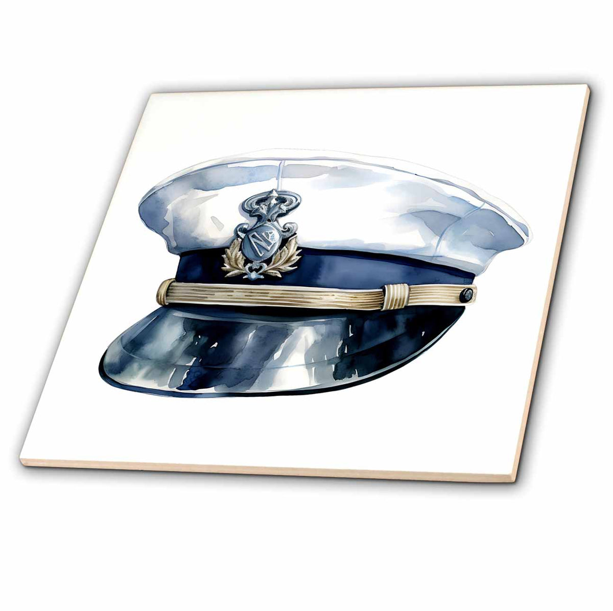 3dRose Nautical Sailing Captains Hat Illustration - Tiles (ct-383330)