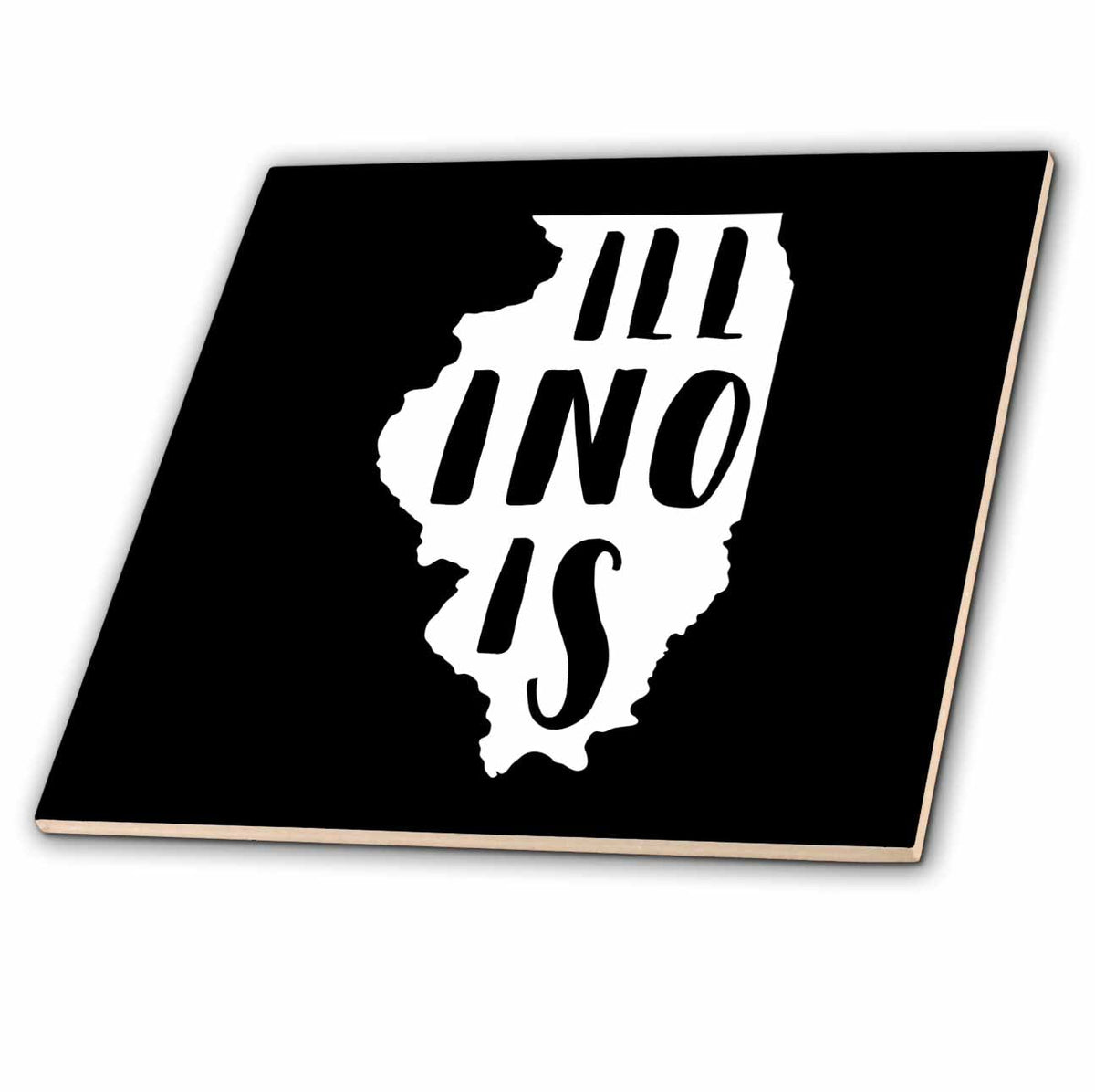 3dRose Illinois Written Inside The State. Black Background. - Tiles (ct-383385)