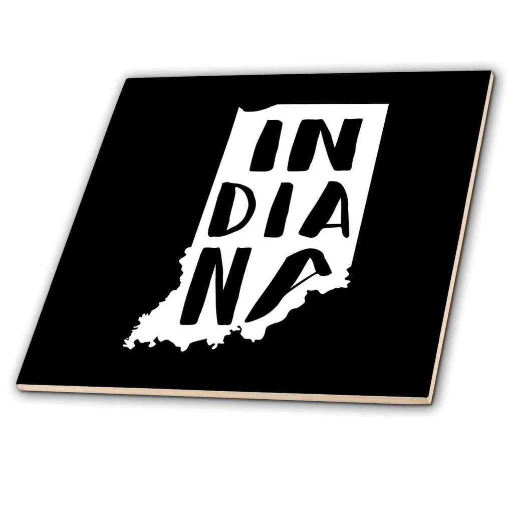 3dRose Indiana Written Inside The State. Black Background. - Tiles (ct-383395)