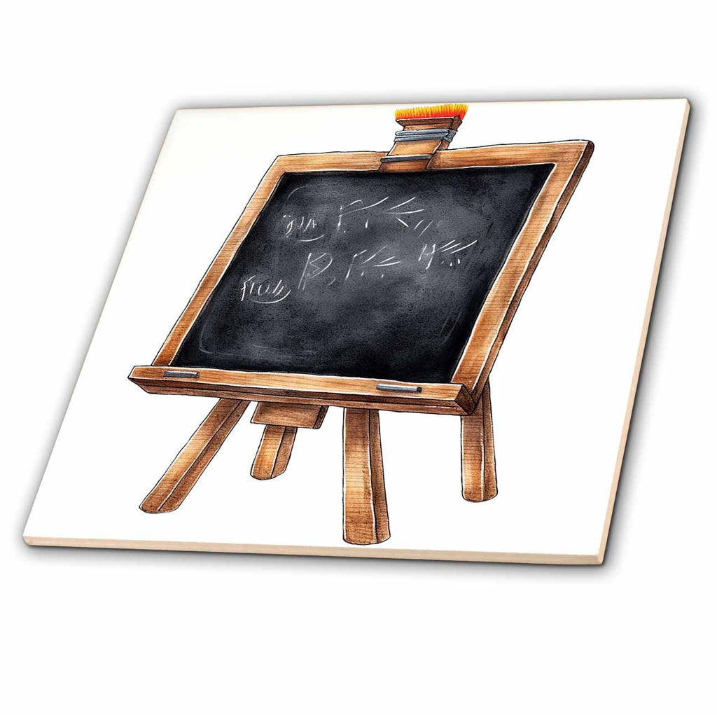 3dRose Back To School Chalk Board Illustration - Tiles (ct-383676)